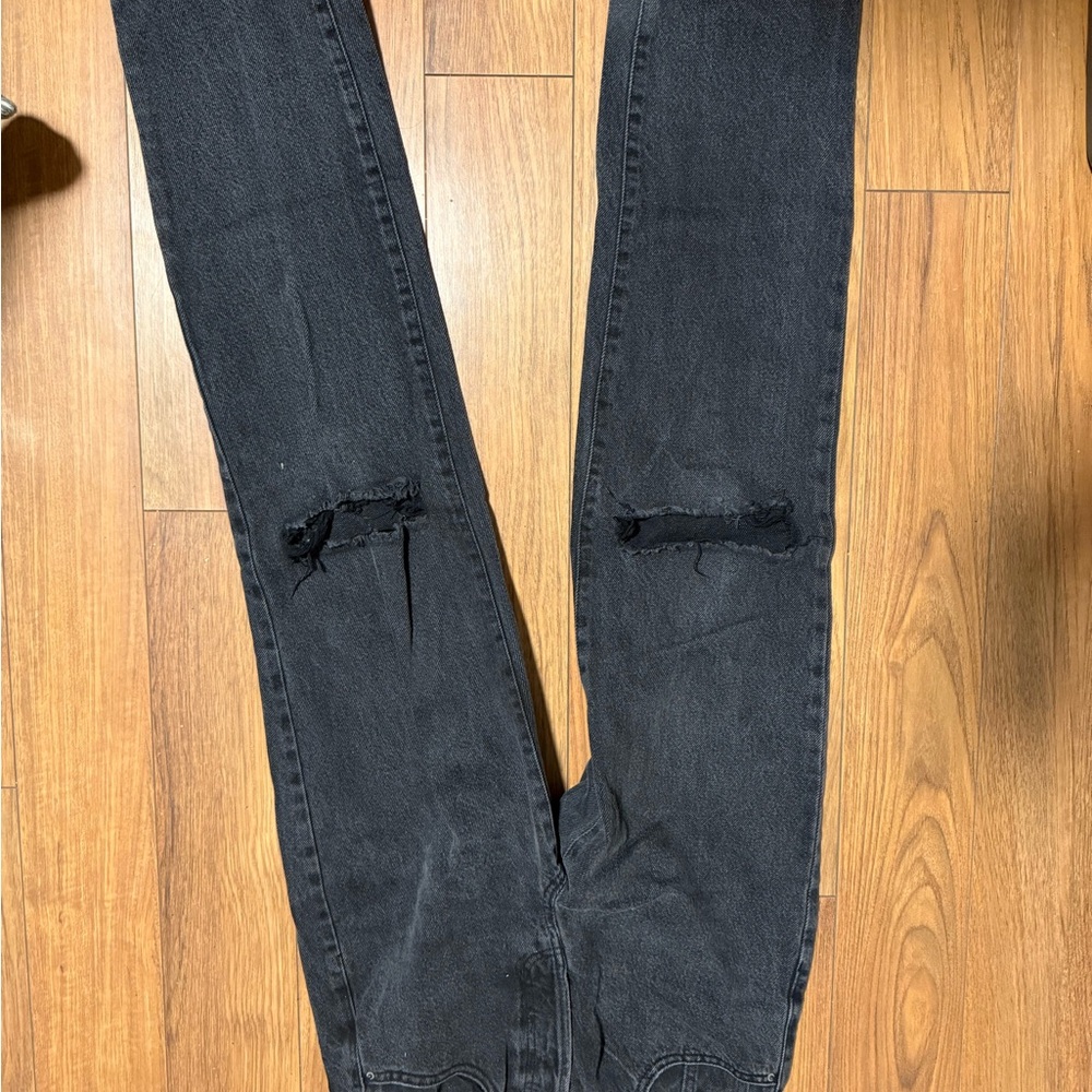 PacSun Women's Black Distressed Straight Leg Jeans